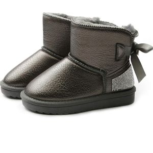 Girls Boots Fur Lined Slip-On Warm Girls Snow Boots Waterproof Kids Winter Boots